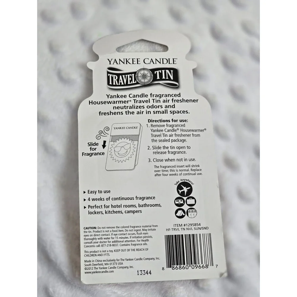Sun & Sand Travel Tin Lot Of 2 Air Freshener Yankee Candle New Car Jar Set Scent